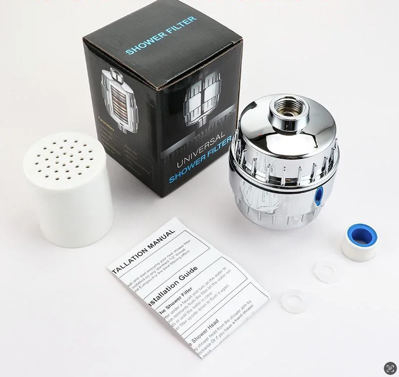 Shower water filter chlorine and hard water protection