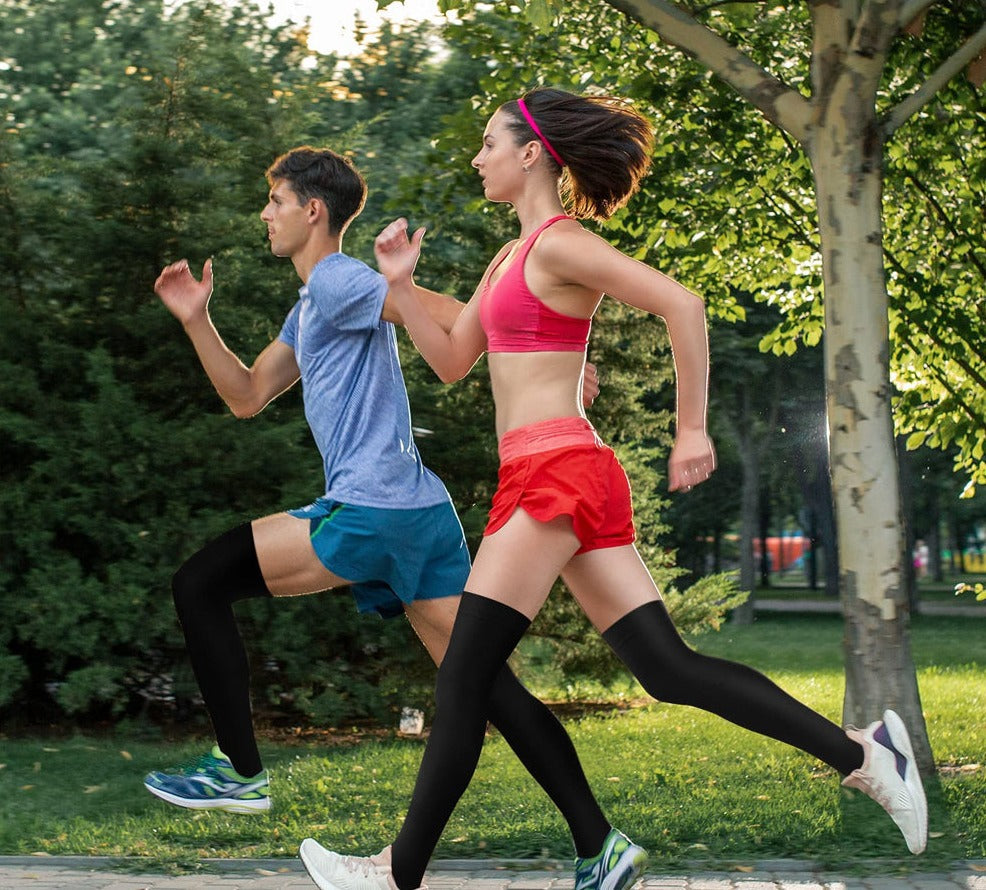 Thigh-high medical-grade compression stockings for edema and varicose