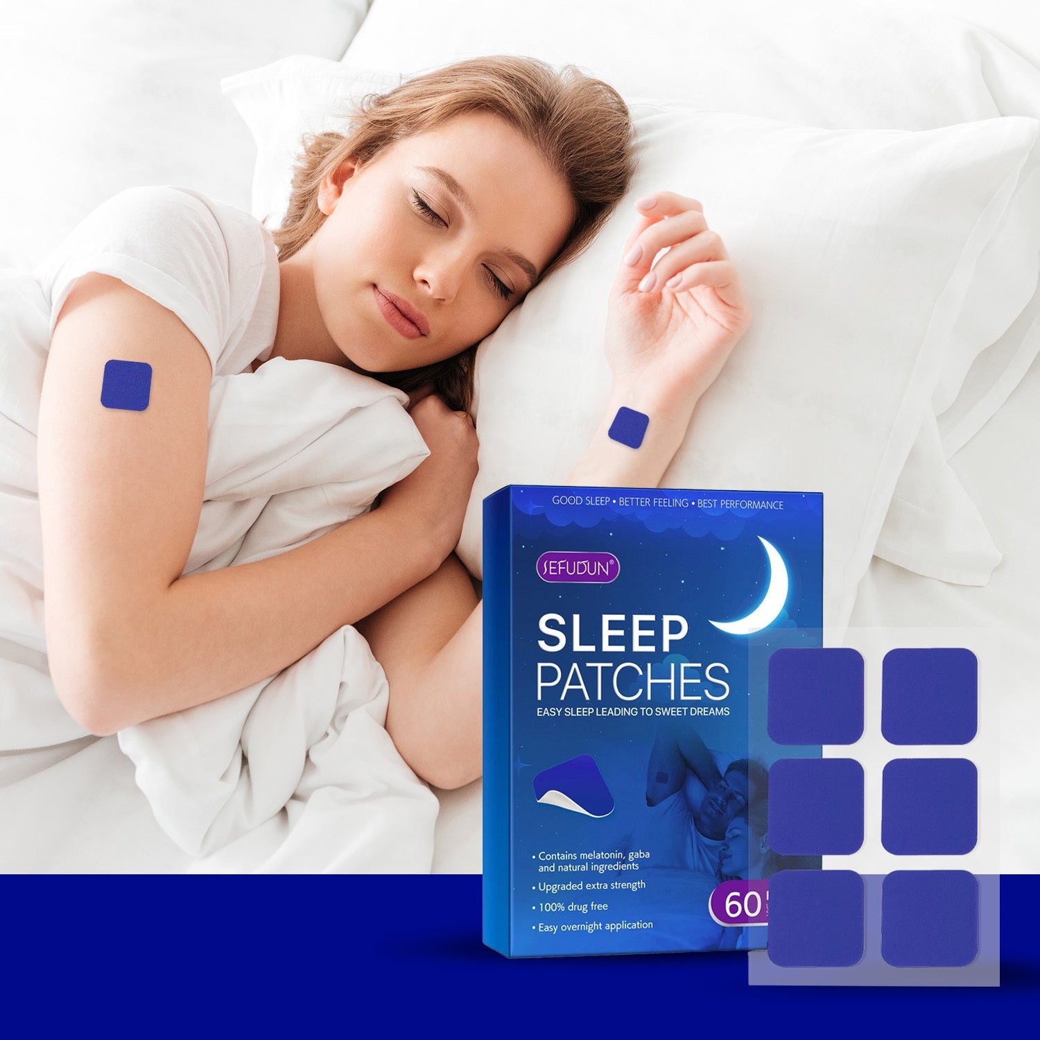 Overnight slow-release topical melatonin sleep patches