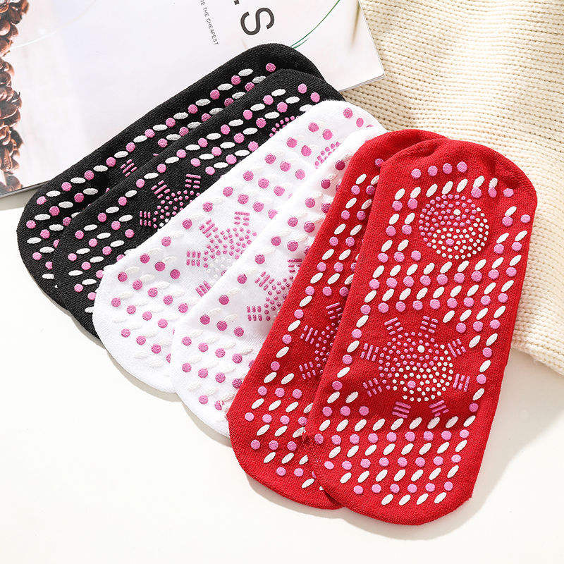 Self-heating magnetic compression socks for circulation and cold feet support