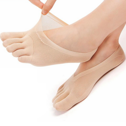 Five-toe compression socks for bunion alignment and blister prevention