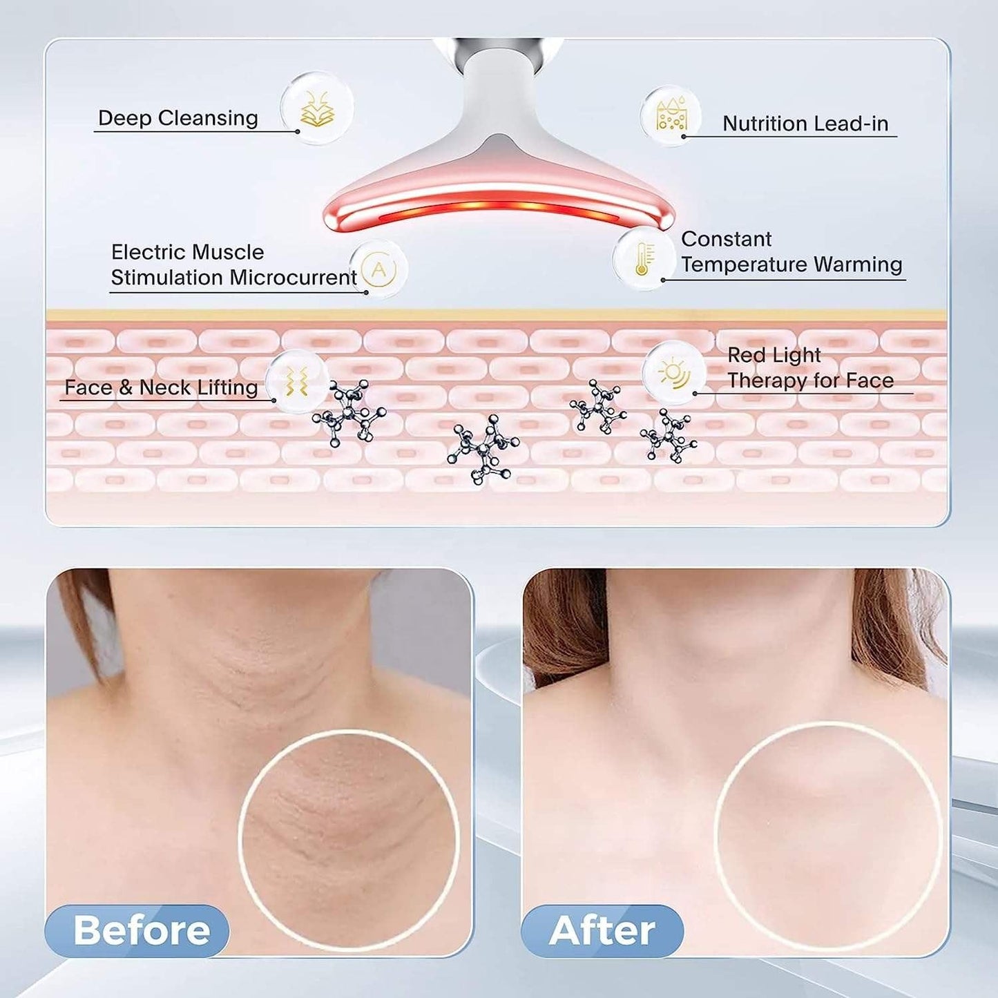 LED light therapy 7-color face and neck massager wand