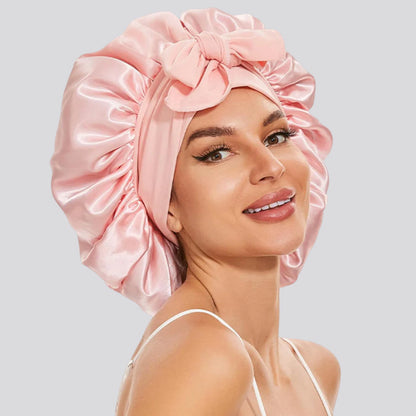 All-night silk bonnet stays-on hair protection