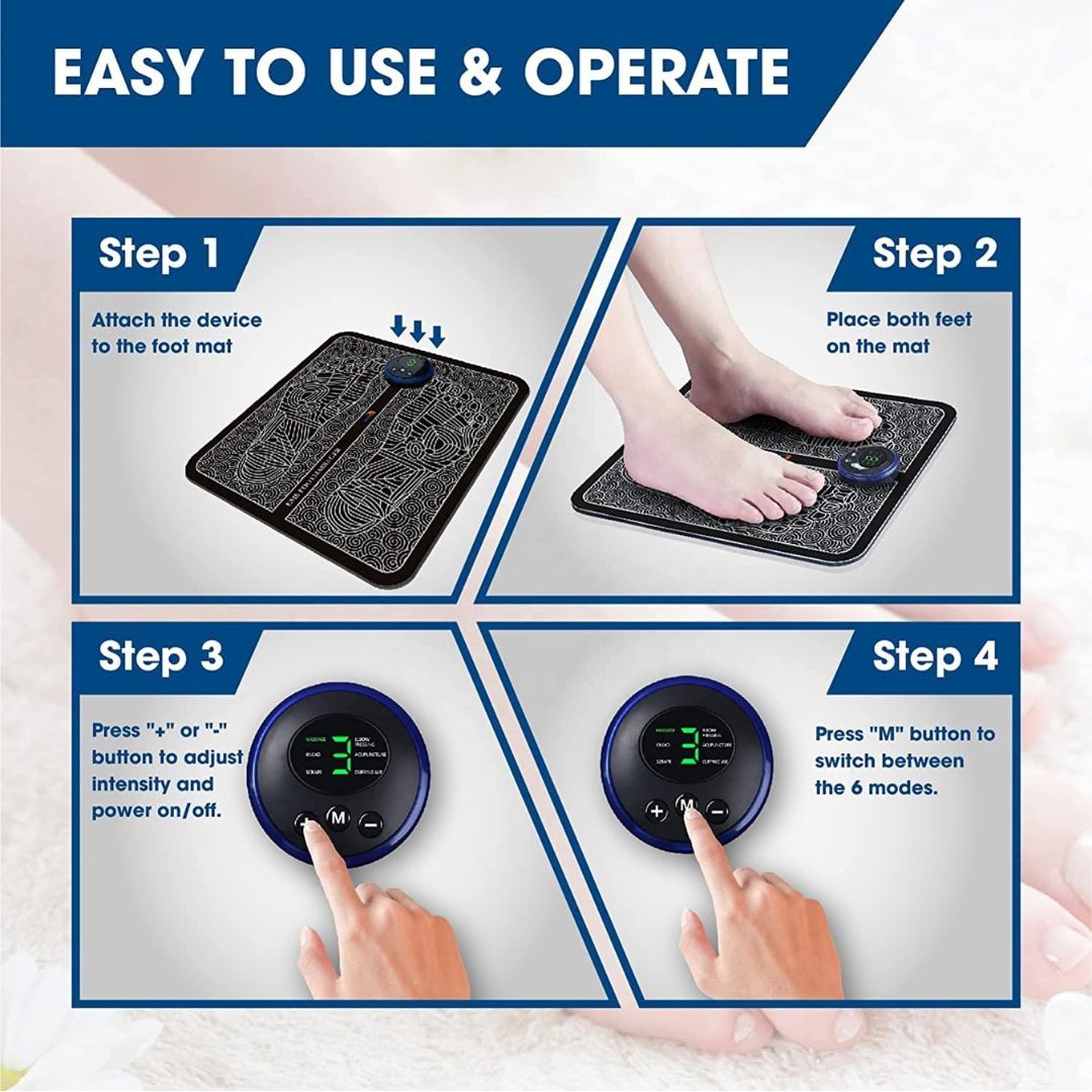 EMS electric pulse foot massager mat for circulation and plantar fasciitis