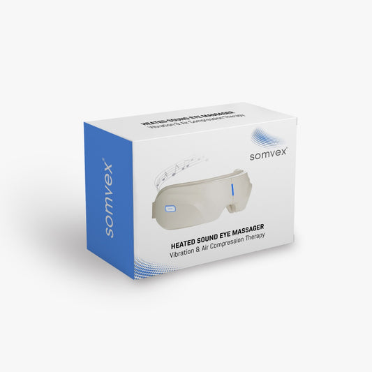 Heated eye massager vibration and air compression therapy