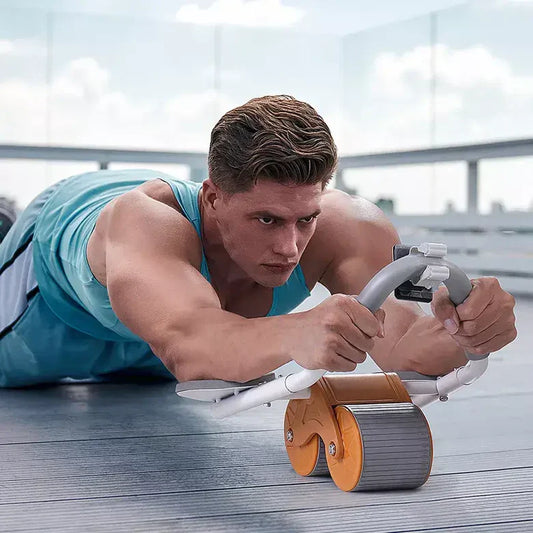 Ab exercise roller with timer and support