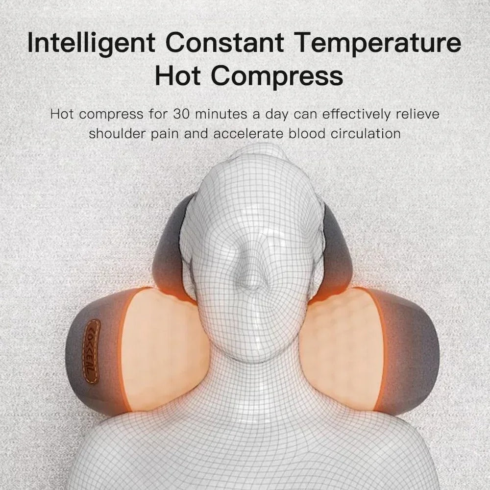 Heated neck and back shiatsu massage pillow