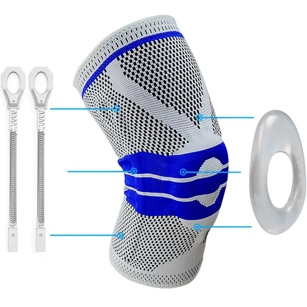 Adjustable knee support brace with lateral stabilizers for sports