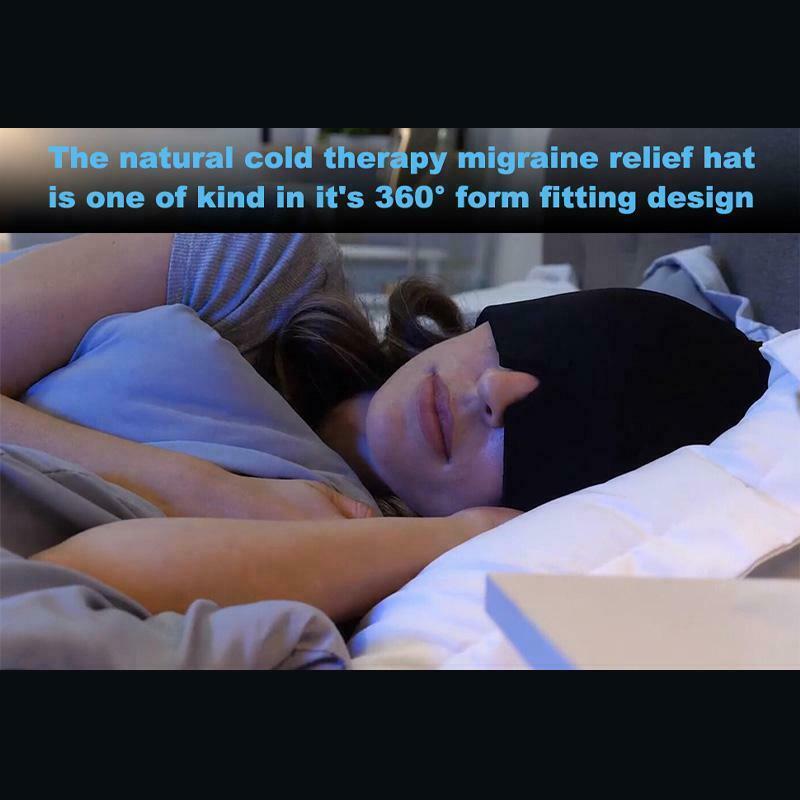 Wearable gel ice cap migraine relief hat with 360 degree cold compression