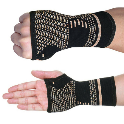 Copper-infused wrist compression sleeve for carpal tunnel and tendonitis