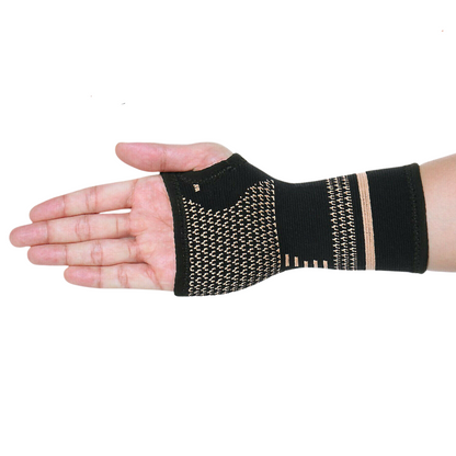 Copper-infused wrist compression sleeve for carpal tunnel and tendonitis