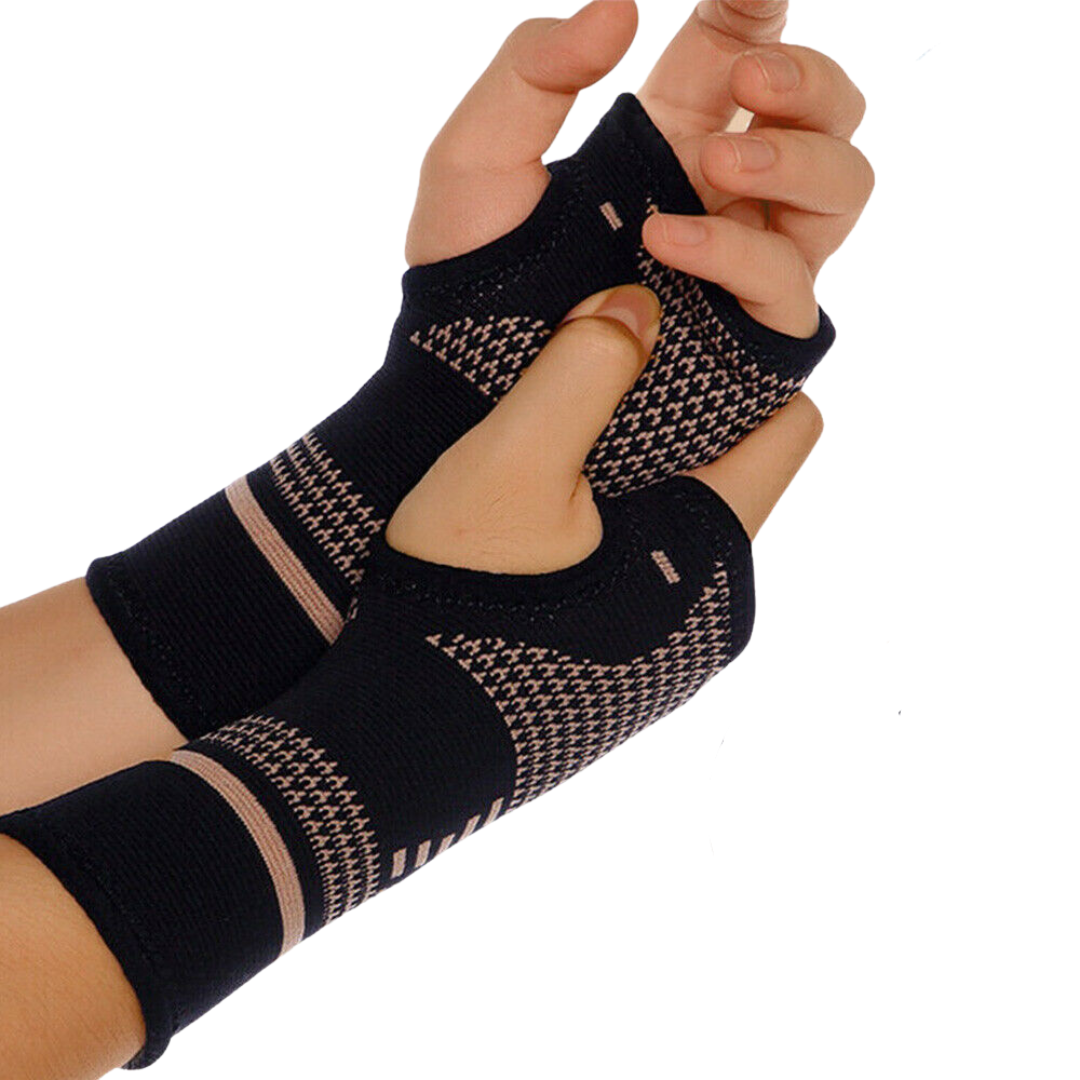 Copper-infused wrist compression sleeve for carpal tunnel and tendonitis