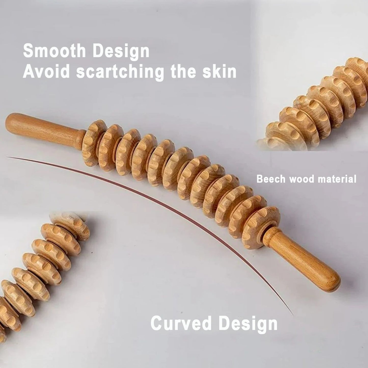 Handheld wooden massage roller circulation and muscle relief