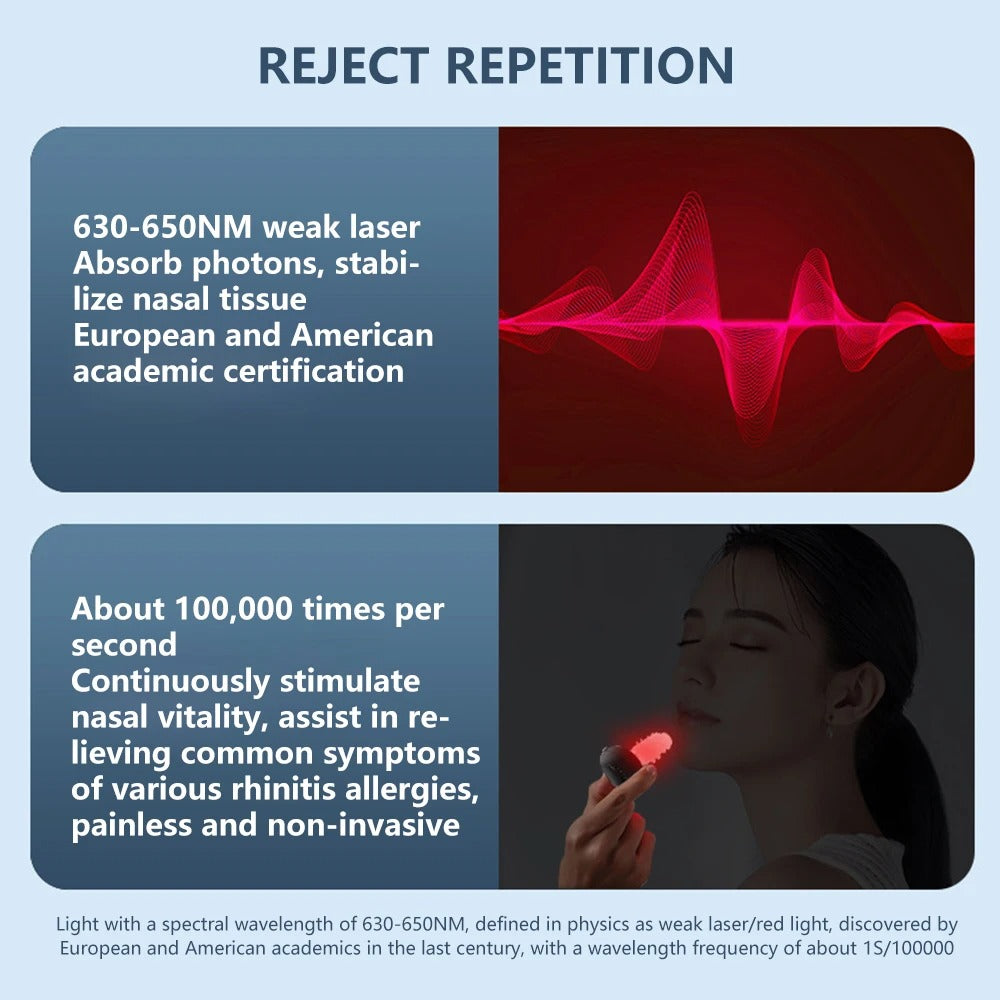 Red light nasal therapy sinus and snoring relief device