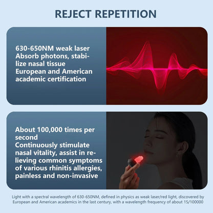 Red light nasal therapy sinus and snoring relief device