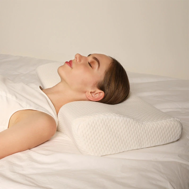 Memory foam cervical neck pillow for sleep support