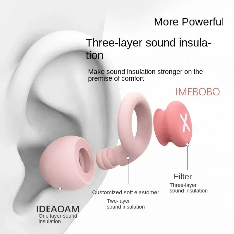 Soft noise-blocking silicone sleep earplugs