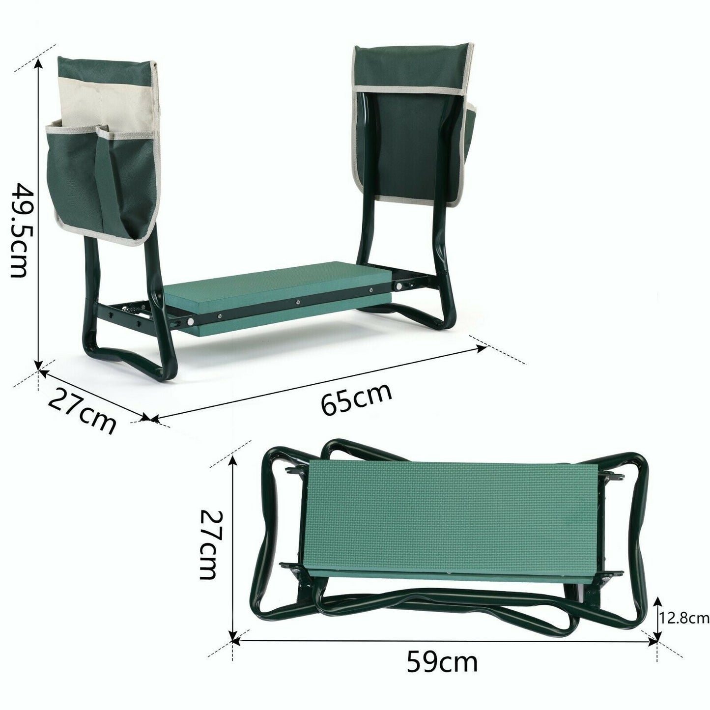Padded convertible gardening kneeler seat with handles