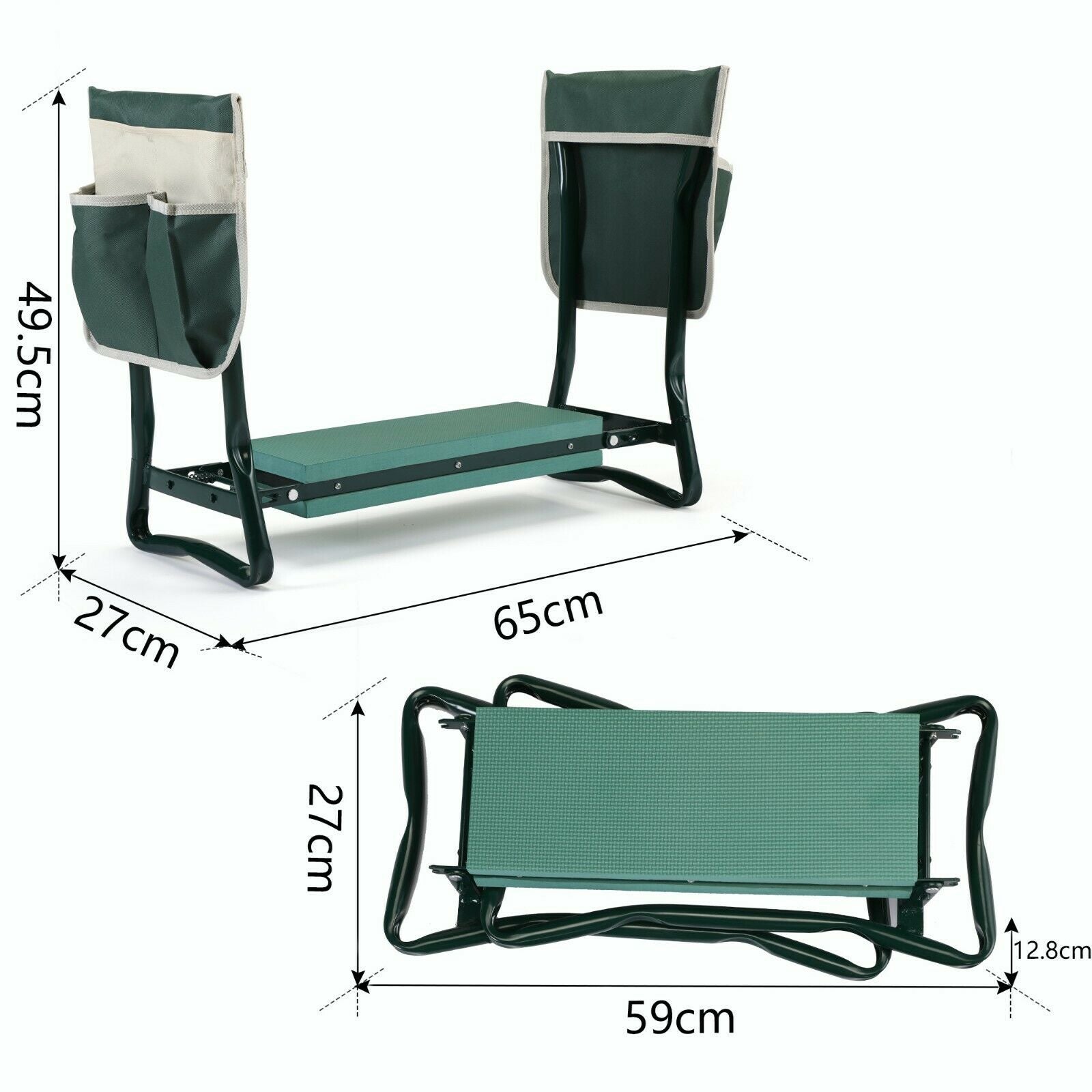 Padded convertible gardening kneeler seat with handles