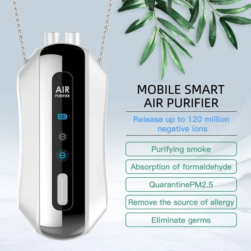 Wearable air purifier ionizer necklace allergy protection