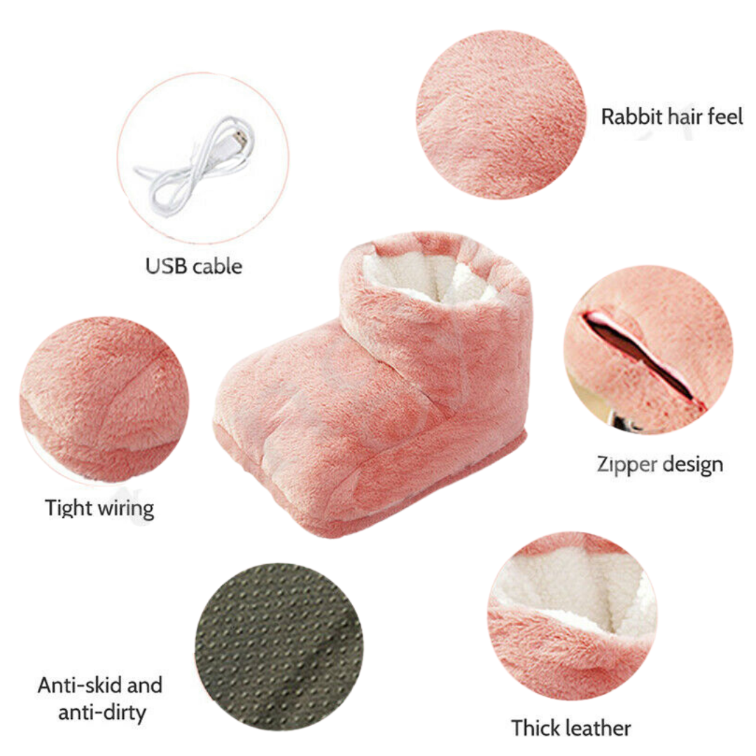 USB electric heated foot warmer thermal bootie for cold feet and circulation
