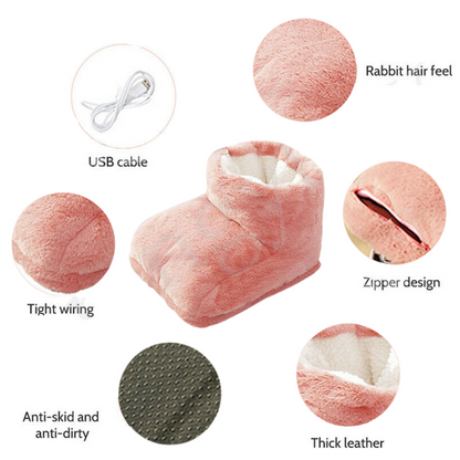 USB electric heated foot warmer thermal bootie for cold feet and circulation