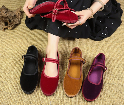 Velvet Mary Jane eco-friendly handcrafted shoes