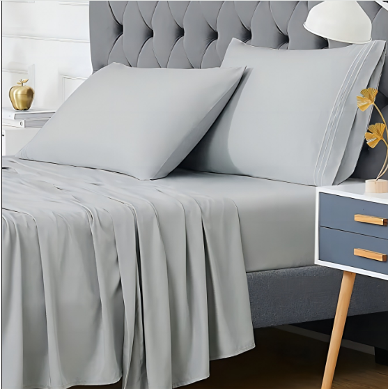 Luxury cotton sheet set breathable soft silky