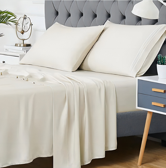 Luxury cotton sheet set breathable soft silky