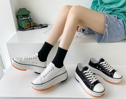 Women's low-top canvas platform sneakers casual