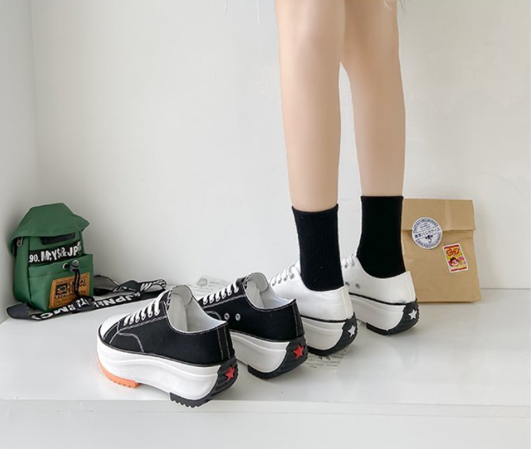 Women's low-top canvas platform sneakers casual