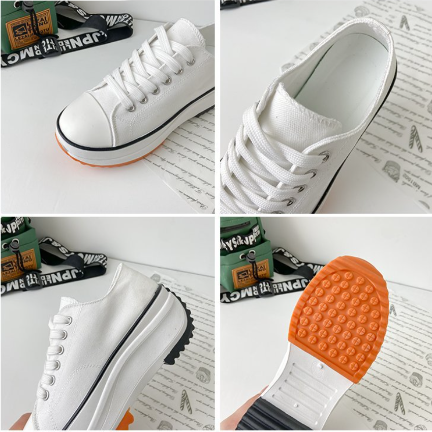 Women's low-top canvas platform sneakers casual