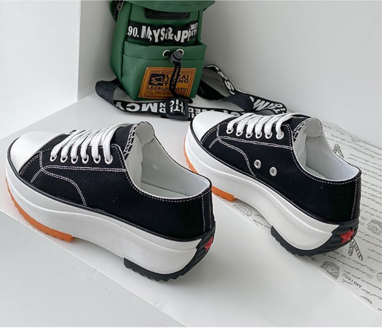 Women's low-top canvas platform sneakers casual
