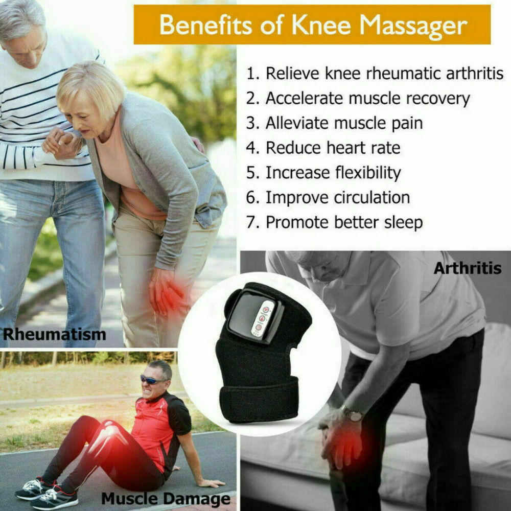Cordless heated knee massager with vibration therapy for arthritis