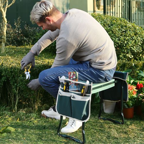 Padded convertible gardening kneeler seat with handles