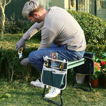 Padded convertible gardening kneeler seat with handles