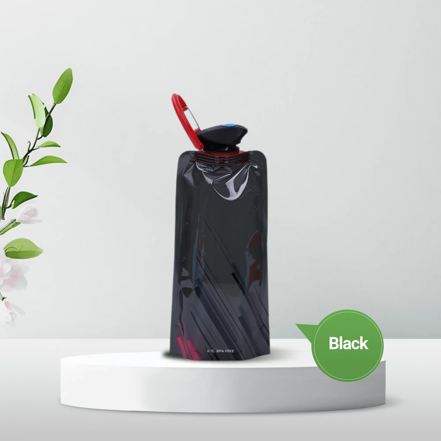 Foldable collapsible water bottle for hiking and travel