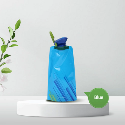 Foldable collapsible water bottle for hiking and travel