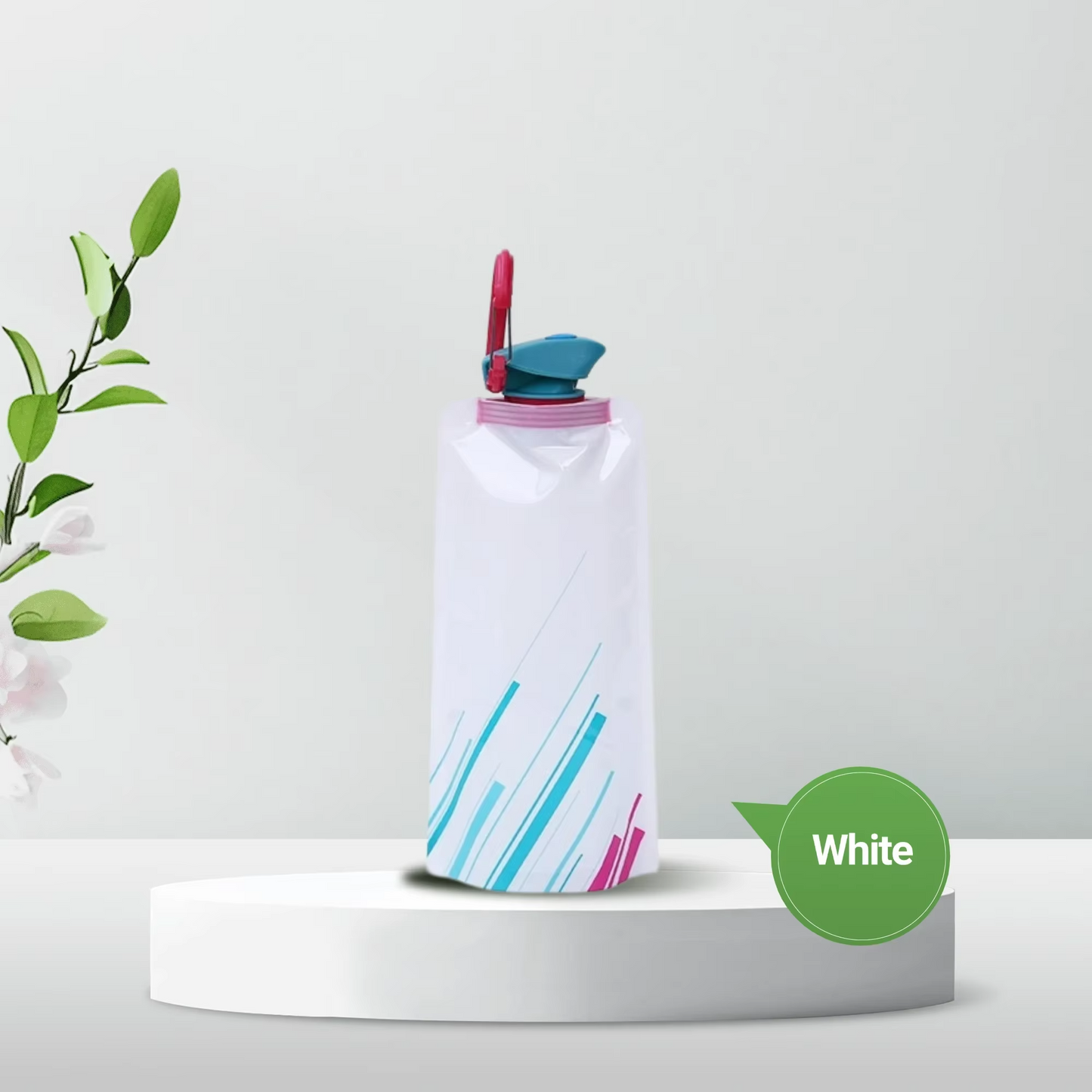 Foldable collapsible water bottle for hiking and travel