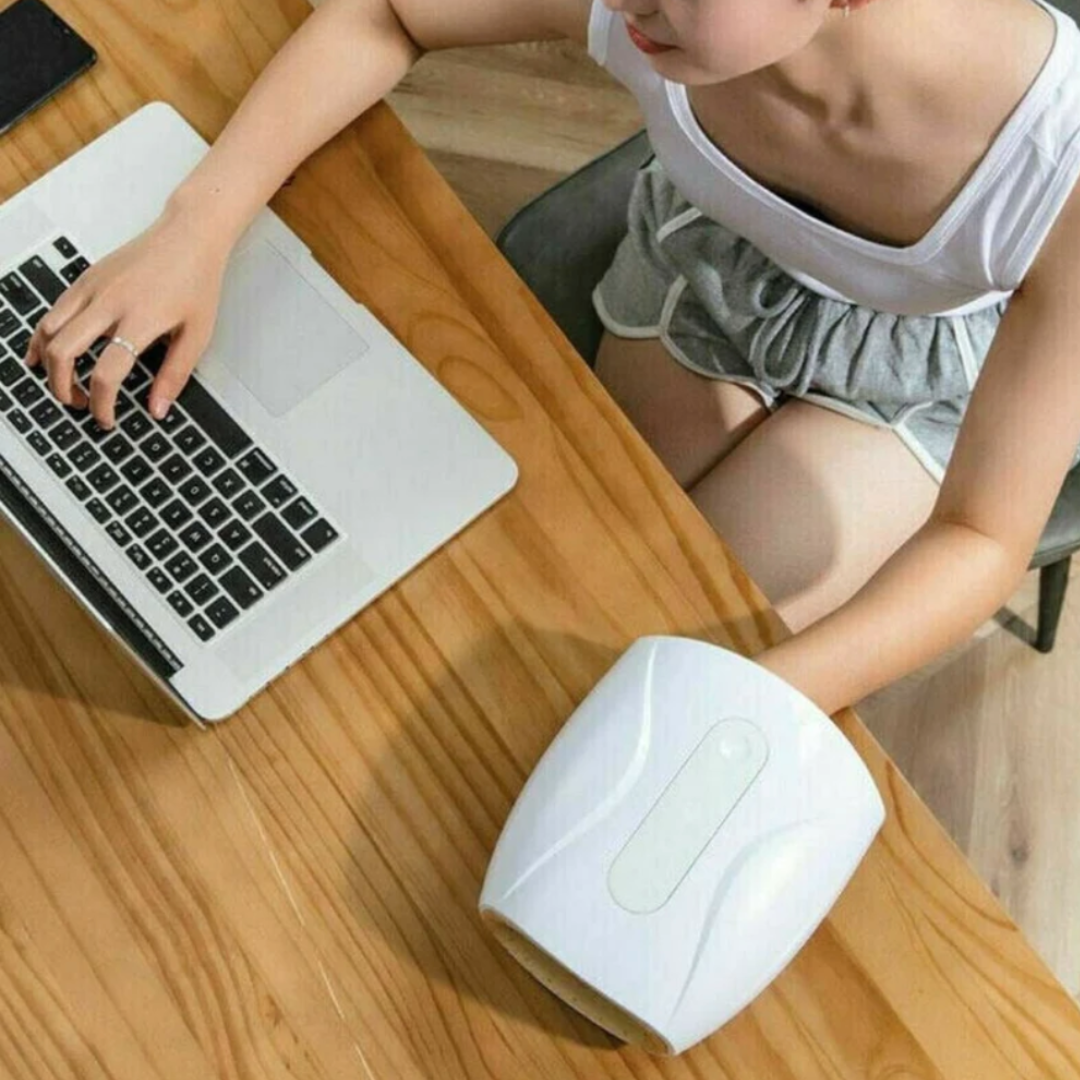 Cordless electric hand massager with heat, compression and acupressure