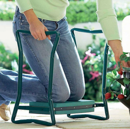 Padded convertible gardening kneeler seat with handles