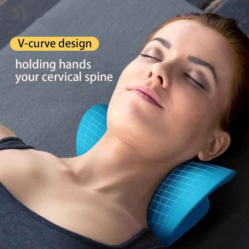 Cervical neck traction pillow for posture decompression and shoulder tension