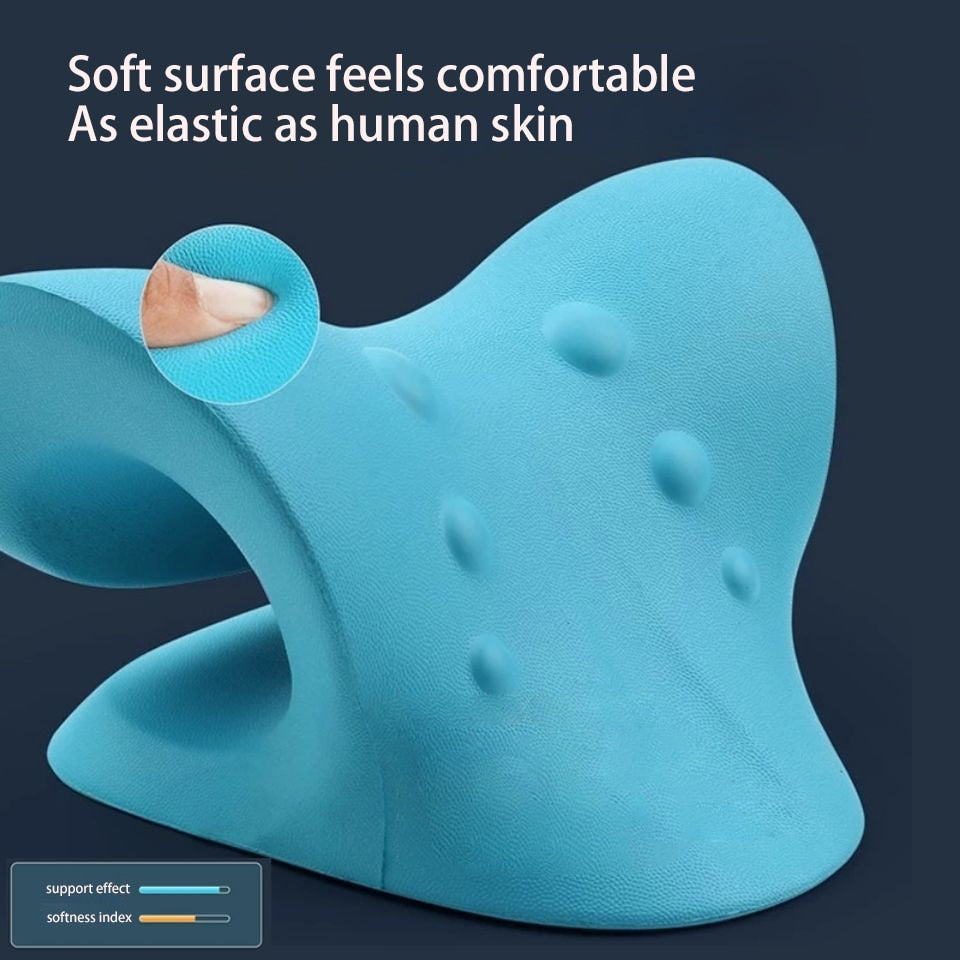 Cervical neck traction pillow for posture decompression and shoulder tension