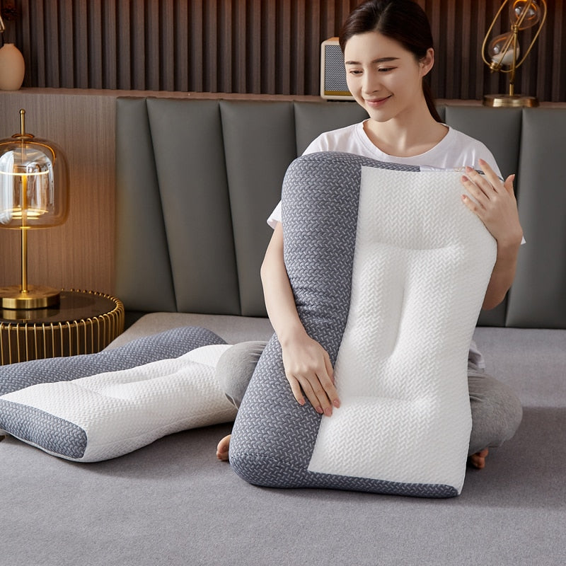 Ergonomic cervical microfiber pillow for side, back and stomach sleepers