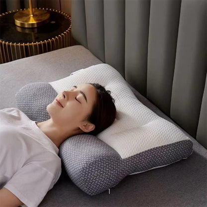 Ergonomic cervical microfiber pillow for side, back and stomach sleepers
