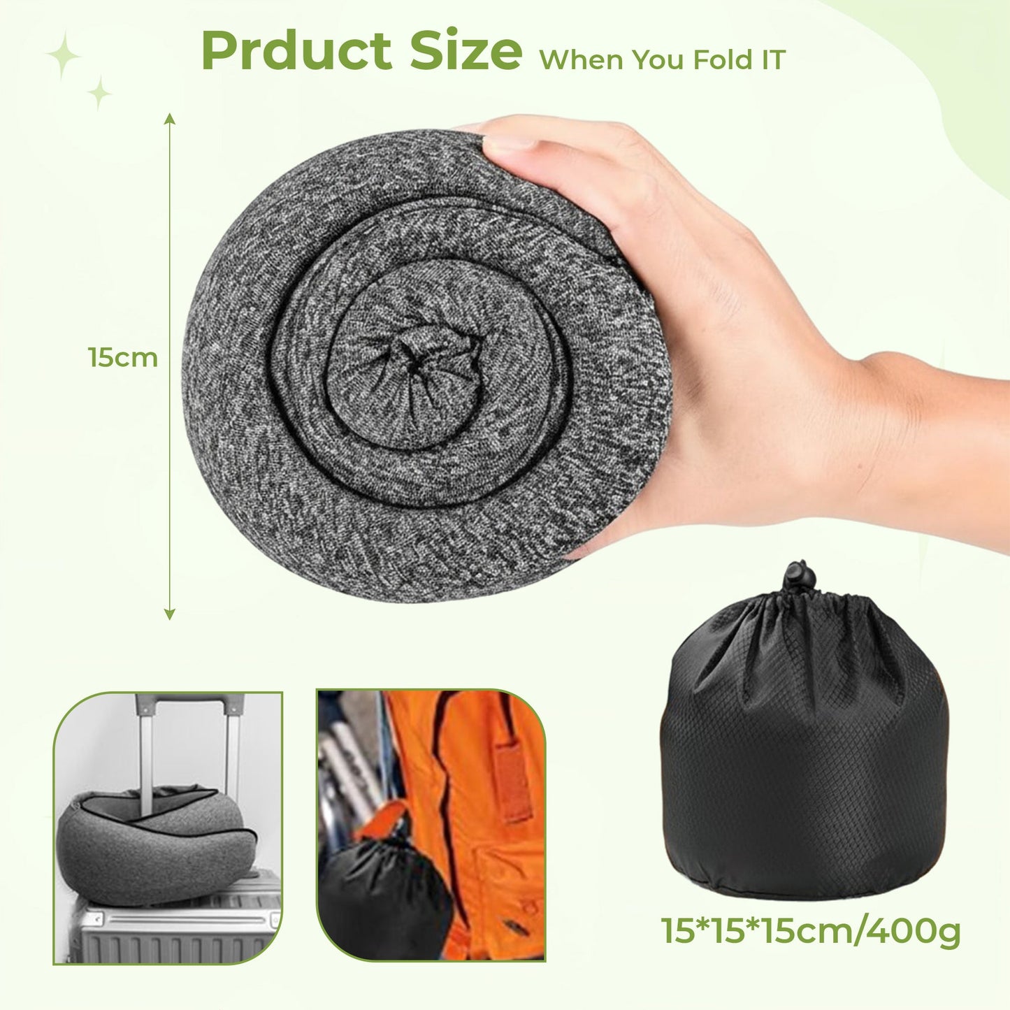 Hooded travel neck pillow memory foam for long flights