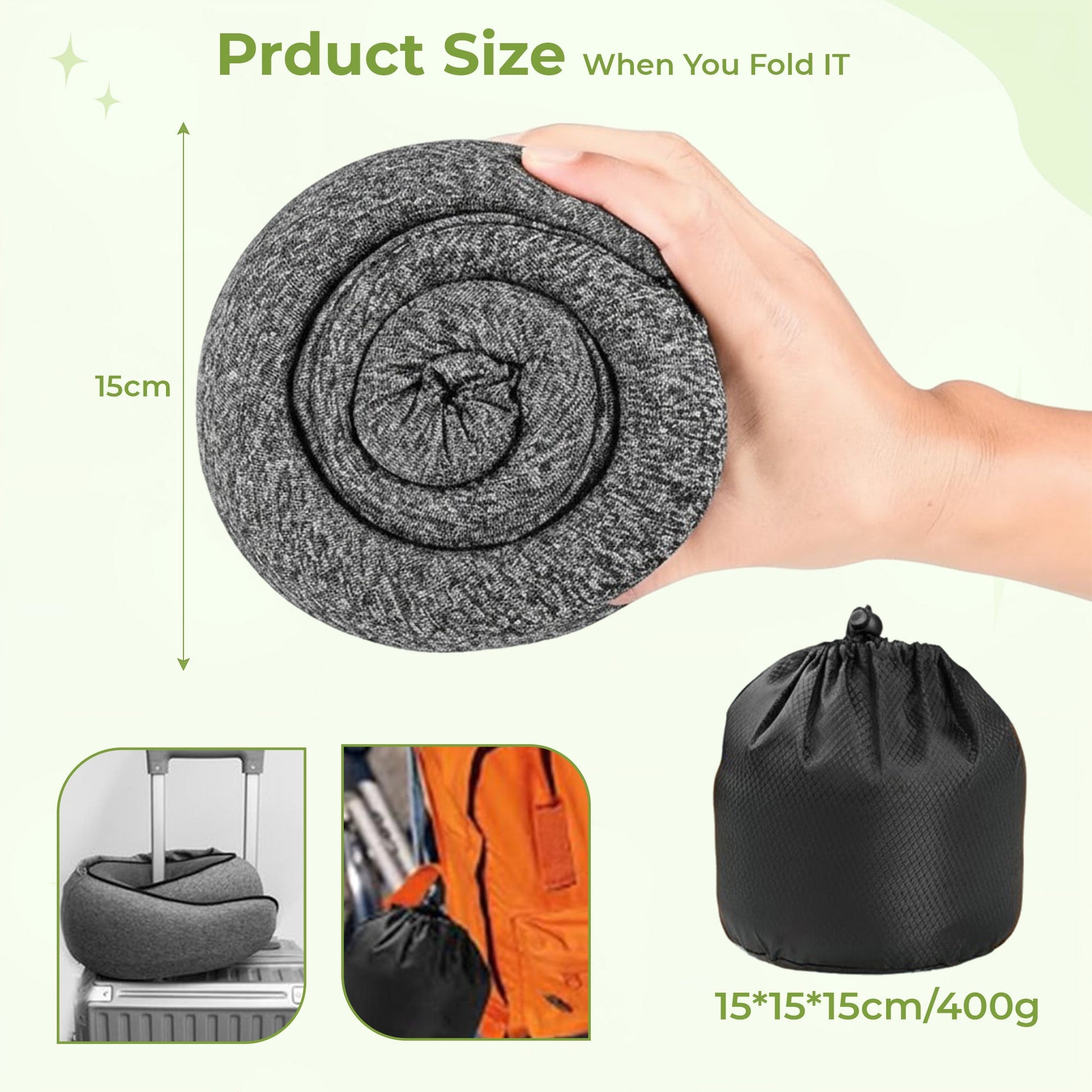 Hooded travel neck pillow memory foam for long flights