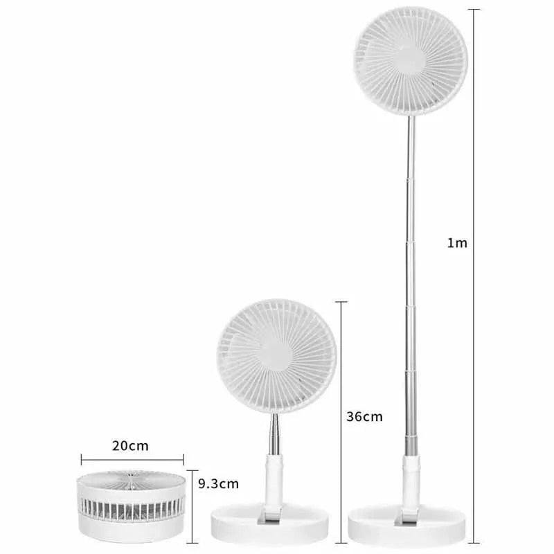 Rechargeable telescopic folding pedestal and desktop fan