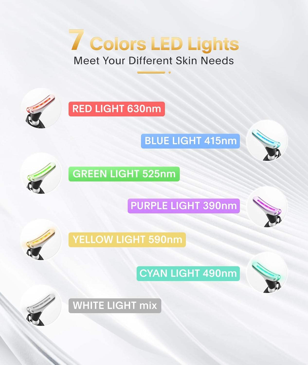 LED light therapy 7-color face and neck massager wand