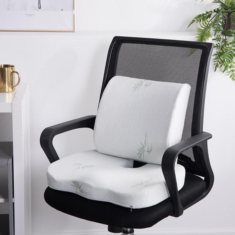 Lumbar back and seat cushion set for office chair support